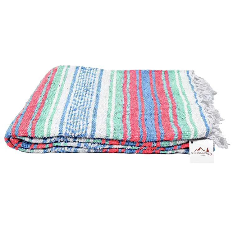 Striped light blue, coral and mint falsa