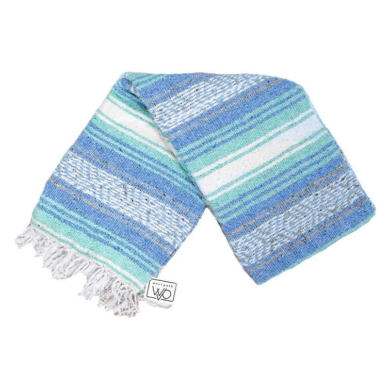 Blue and Green falsa blanket - Mexican made