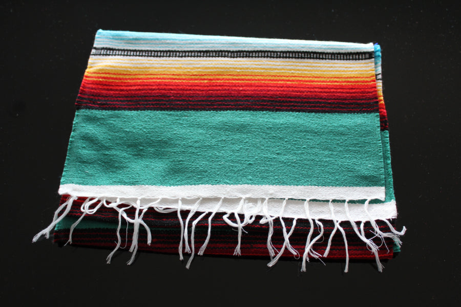 Green folded table runner