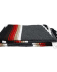 Mexican yoga or travel blanket in grey, blue, brown, red and white colours
