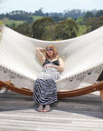 White cotton spreader bar hammock