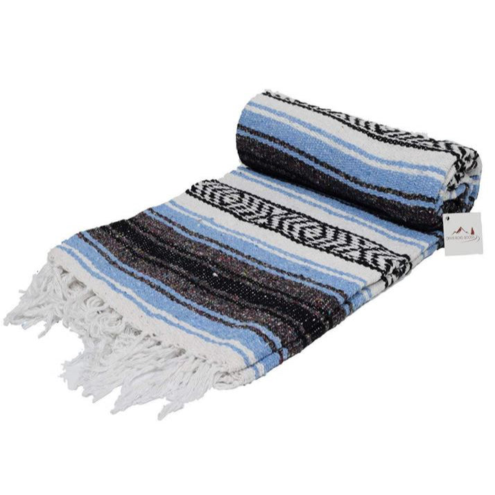Light blue authentic Mexican falsa blanket