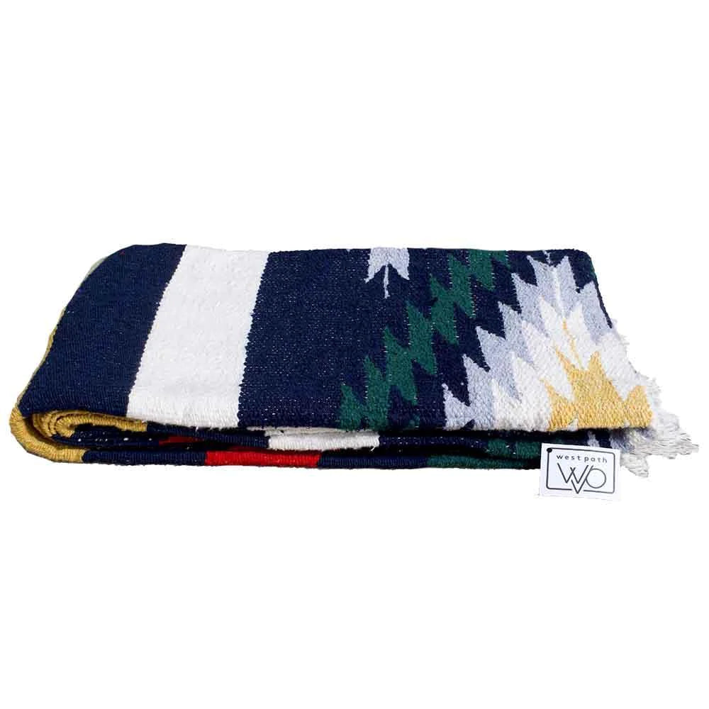 Folded blanket Blue, white and colours