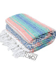 Pastel Pink, Mint and Blue Mexican falsa blanket