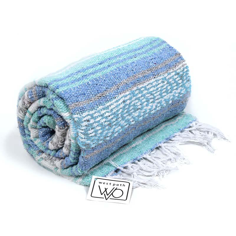 Blue and green Mexican blanket