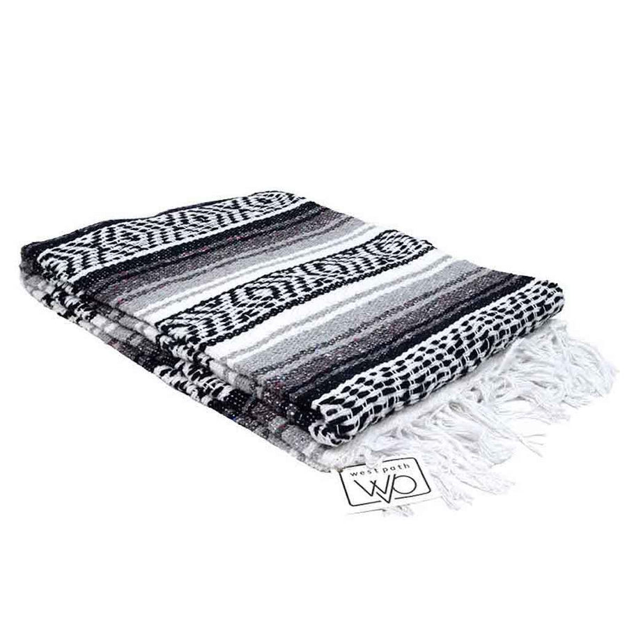 Handwoven Blanket from Mexico in black and white