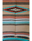 Hawkeye Mexican Rug - Beige Colour With Aqua