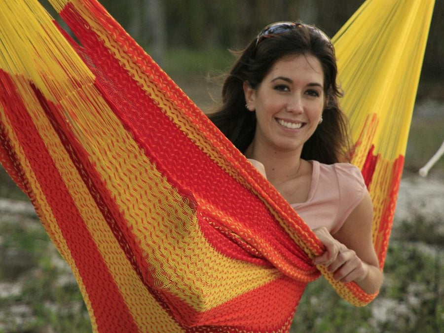 Cotton red, yellow and orange hammock